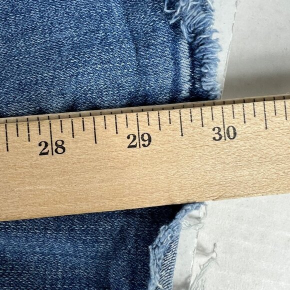 American Eagle Jean Women 32x29 Super Hi Rise Flare Blue Distressed Denim Tag 12 - Picture 12 of 16